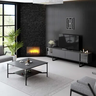 Komodë televizori Hanah Home, Chrome Line, antracit, e zezë - 6