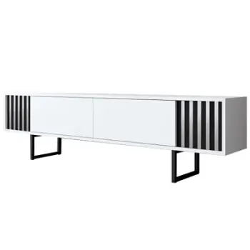 Komodë TV Hanah Home, Chrome Line, e bardhë dhe e zezë