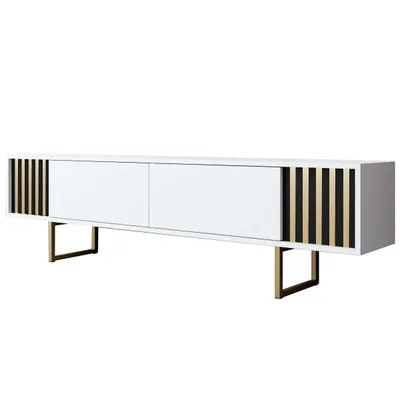 Komodë TV Hanah Home, Gold Line, e bardhë dhe e artë - 7