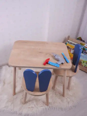Set Tavoline për Fëmijë Bunny One Chair Set, kaltër, kafe