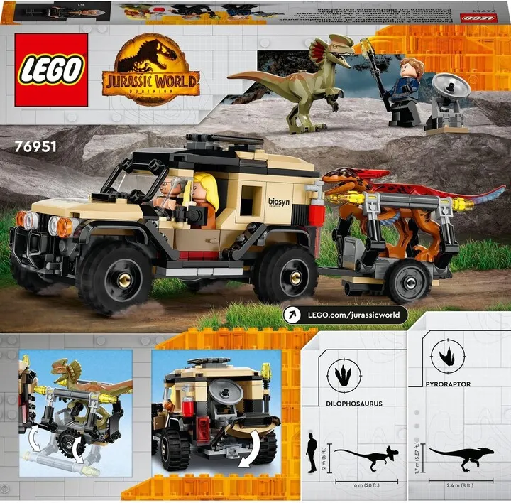 Set LEGO® Jurassic World™ 76951 Pyroraptor and Dilophosaurus Transporter - 10