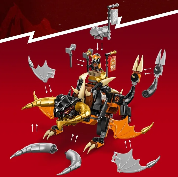 Set LEGO® NINJAGO® 71782 Cole's Earth Dragon EVO, 285 pjesë - 6