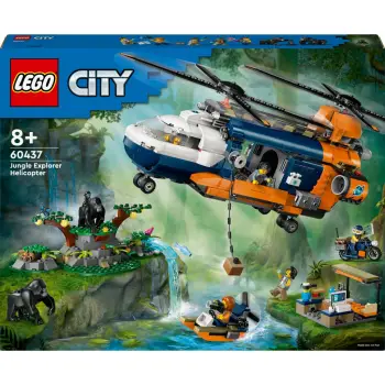 Set lodër LEGO City Jungle Explorer Helicopter at Base Camp, helikopter shpëtimi, bazë kampi, shumëngjyrësh