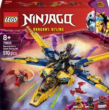 Set ndërtimi LEGO Ninjago 71833 Ras & Arin Super Storm Jet, 510 pjesë, multikolor