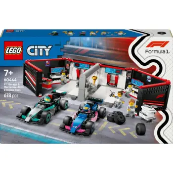 Set ndërtimi LEGO City 60444, garazh F1 me Mercedes-AMG & Alpine, 678 pjesë, shumëngjyrësh