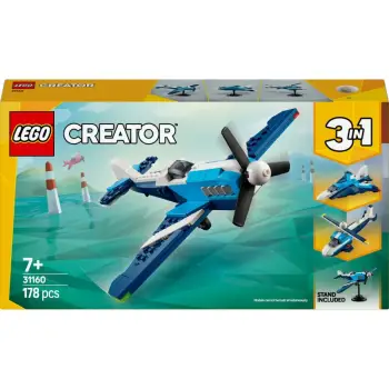 Set ndërtimi LEGO Creator 3-in-1 31160, 178 pjesë, aeroplan garash, blu