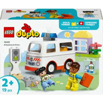 Set ndërtimi LEGO DUPLO 10447, ambulancë, 19 pjesë, shumëngjyrësh