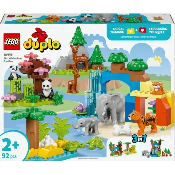 Set lodrash LEGO DUPLO 10446 Wildtier-Familien 3-in-1, 92 pjesë, shumëngjyrësh