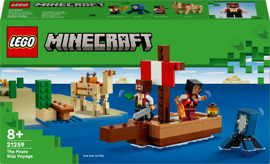 Lodër ndërtime LEGO Minecraft 21259 Pirate Ship Voyage, set piratësh, mbi 8 vjeç, shumëngjyrësh - 1