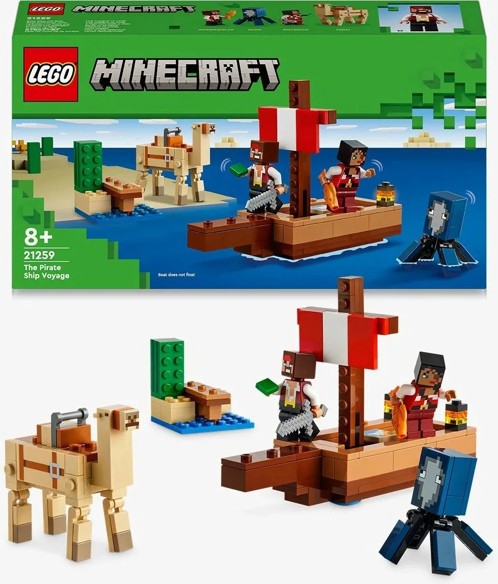 Lodër ndërtime LEGO Minecraft 21259 Pirate Ship Voyage, set piratësh, mbi 8 vjeç, shumëngjyrësh - 11
