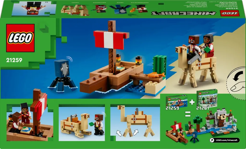 Lodër ndërtime LEGO Minecraft 21259 Pirate Ship Voyage, set piratësh, mbi 8 vjeç, shumëngjyrësh - 3