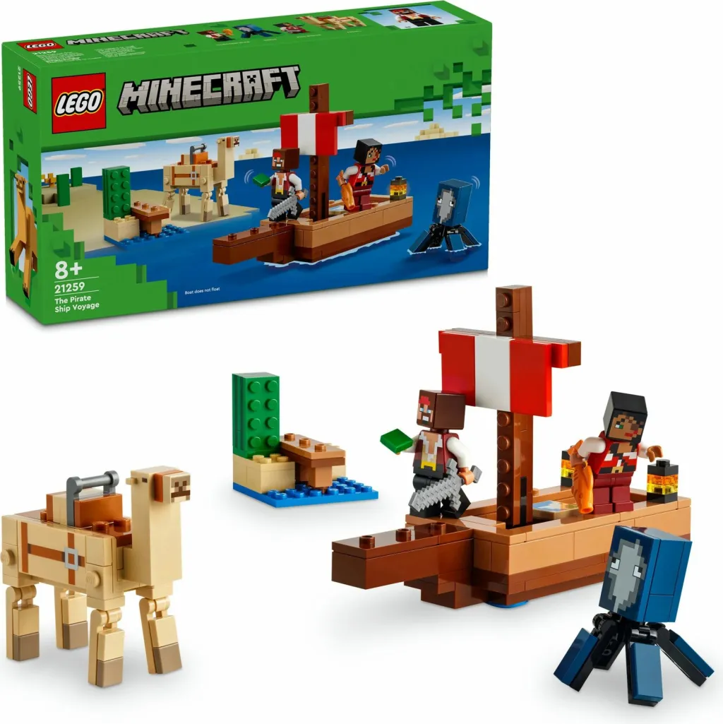 Lodër ndërtime LEGO Minecraft 21259 Pirate Ship Voyage, set piratësh, mbi 8 vjeç, shumëngjyrësh - 9