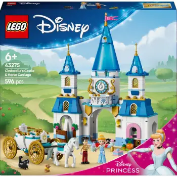 Set ndërtimi LEGO Disney Princess 43275, Kalaja e Hirushes dhe Karroca, shumëngjyrësh
