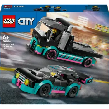 Set ndërtimi LEGO City 60406, autotransporter me makinë gare, 328 pjesë, shumëngjyrësh
