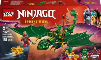 Set lodrash LEGO NINJAGO Lloyd's Green Forest Dragon 71829, 2 minifigura, për fëmijë 6+ vjeç, Jeshile