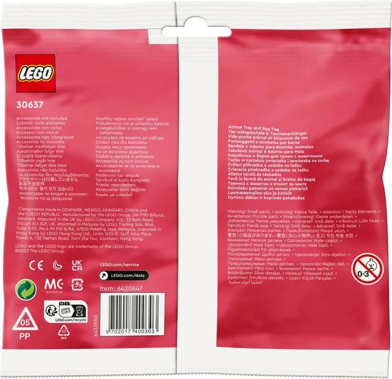 Set lodër LEGO DOTS 30637 tabakë kafshe dhe etiketë çante, polybag - 2