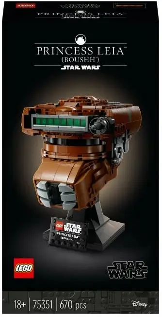 Set LEGO Star Wars Princess Leia (Boushh) Helmet 75351, 670 pjesë, për të rritur 18+
