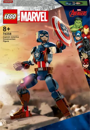 Figurë e ndërtueshme LEGO Marvel Captain America 76258, 310 pjesë, 25 cm, shumëngjyrëshe