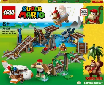 Lodër LEGO Super Mario Diddy Kong Mine Cart Ride Expansion Set 71425, 1157 pjesë, për fëmijë 8+ vjeç, shumëngjyrëshe