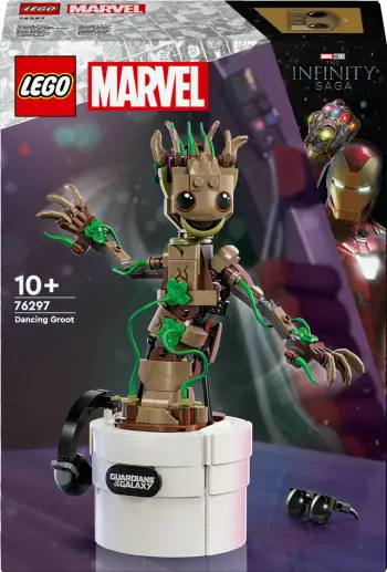 Lodër ndërtimi Dancing Groot Guardians of the Galaxy, interaktive, figurë dekorative, kafe