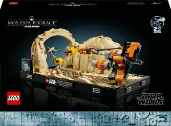 Set lodër LEGO Star Wars Mos Espa Podrace Diorama 75380, model koleksionues, për ekspozim, shumëngjyrësh