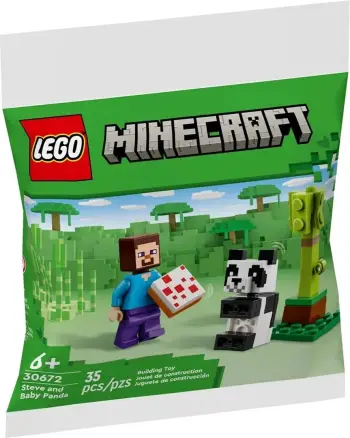 Lodra LEGO Minecraft Steve and Baby Panda 30672, 35 pjesë, shumëngjyrëshe