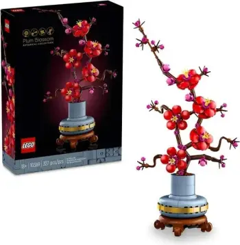 Set LEGO Icons Plum Blossom, dekorativ për të rritur, model lule kumbulle, shumëngjyrësh