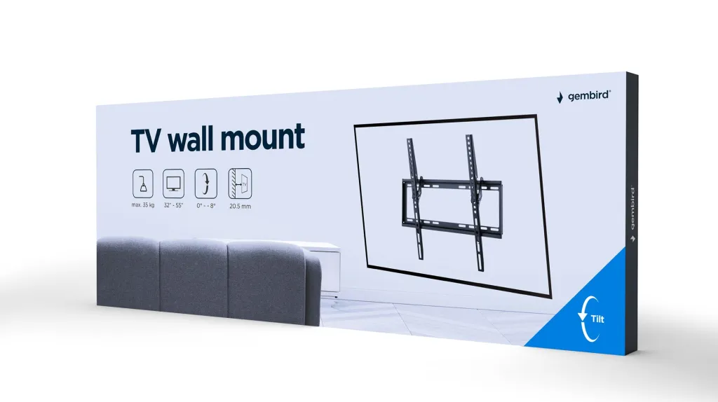 Mbajtës muri për TV Gembird WM-55T-03, 32-55", e zezë - 7