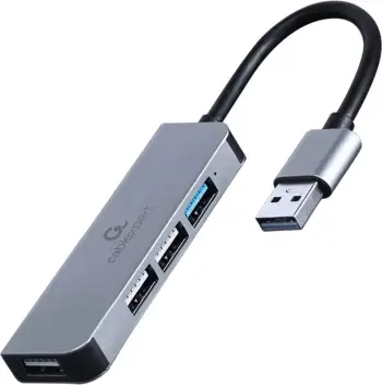 USB Hub Gembird UHB-U3P1U2P3-01, 4 porta (1x USB 3.1, 3x USB 2.0), i argjendtë