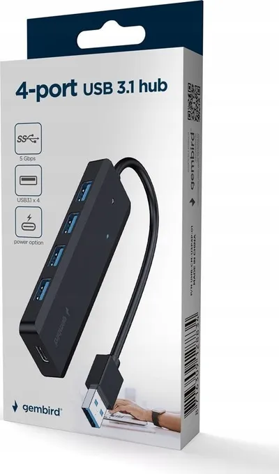 USB Hub Gembird UHB-U3P4P-02, 4 porta, USB 3.2, i zi - 4
