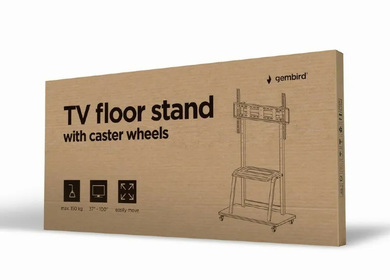 Mbajtëse për TV Gembird TVS-100F-01, 37"-100", e zezë - 3