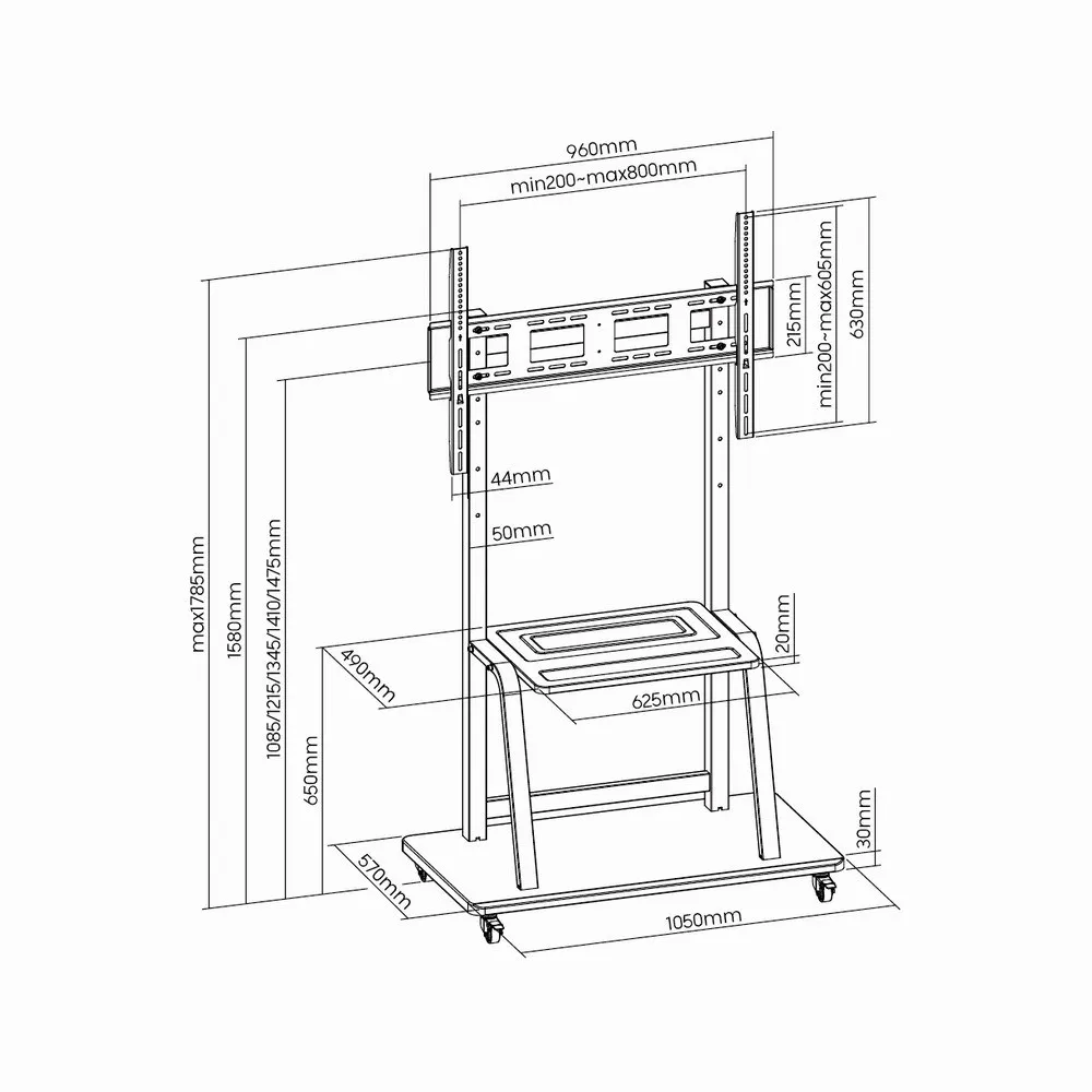 Mbajtëse për TV Gembird TVS-100F-01, 37"-100", e zezë - 6