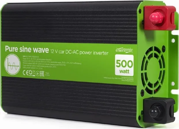 Konvertues Gembird 12V/ 230V, 500W/ 1000W, i gjelbër/ i zi - 2