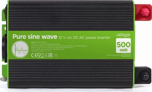 Konvertues Gembird 12V/ 230V, 500W/ 1000W, i gjelbër/ i zi - 3