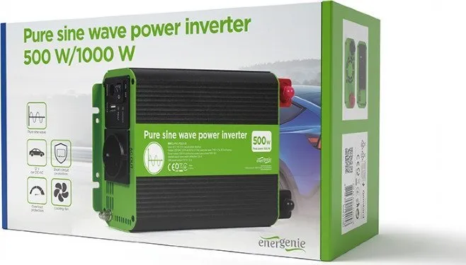 Konvertues Gembird 12V/ 230V, 500W/ 1000W, i gjelbër/ i zi - 7