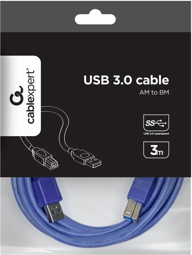Kabllo Gembird USB-A - USB-B, 3m, i kaltër - 2