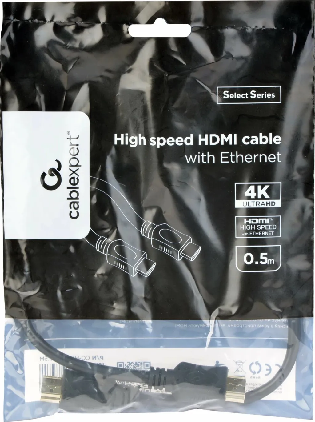 Kabllo Gembird HDMI në HDMI, 0.5m, e zezë - 1