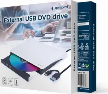 Disk i jashtëm optik Gembird DVD-USB-03-BW, i bardhë