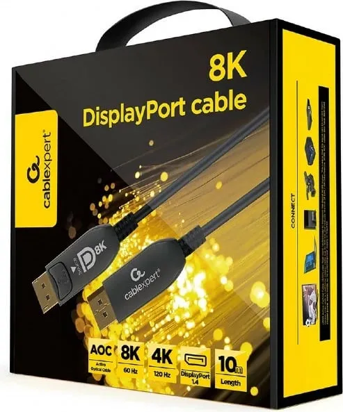 Kabllo Gembird DisplayPort PREM CC-DP8K-AOC-10M, 10M, AOC, e zezë - 2