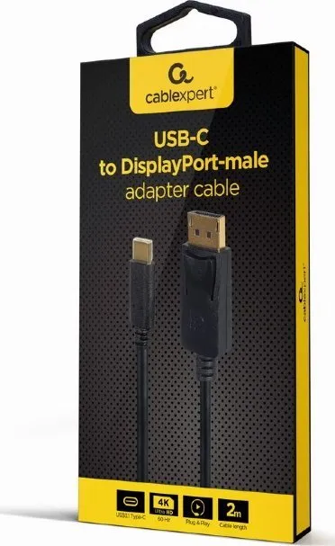 Kabllo Gembird USB-C në DisplayPort, 2m, e zezë - 1