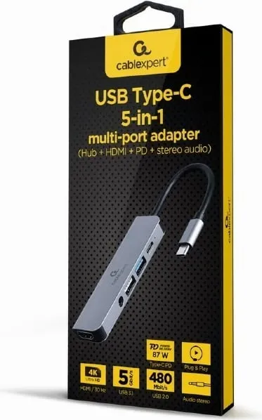 Docking station/Replikator Gembird 5in1 USB-C - 2