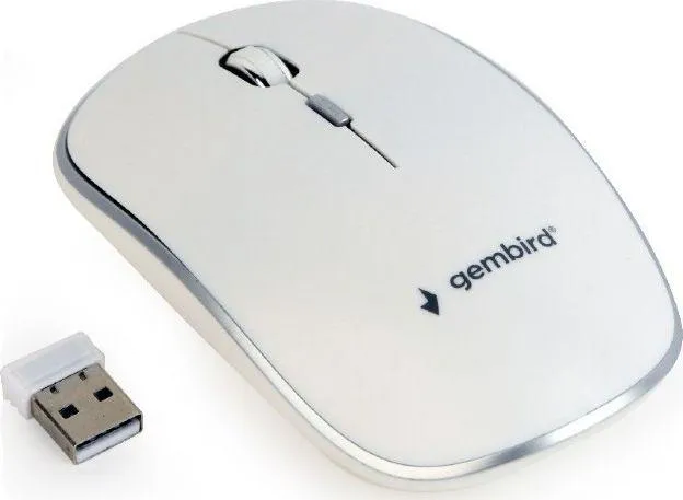 Maus Gembird MUSW-4B-01-W, wireless, USB, i bardhë - 1