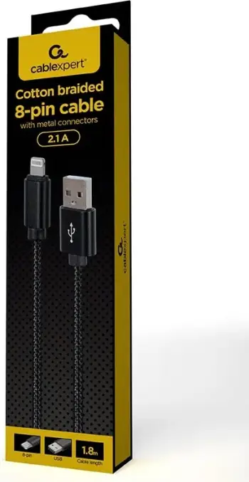 Kabllo Gembird, USB A / Lightning, 1.8 m, e zezë