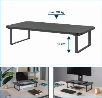 Mbajtëse tavoline GEMBIRD MS-TABLE-03 për monitor/laptop, e zezë