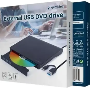 Regjistrues i jashtëm DVD Gembird DVD-USB-031, USB 3.1, Type-C, i zi