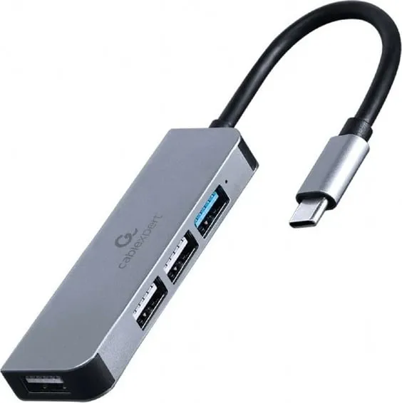 USB Hub Gembird USB-C me 3 porte USB, i argjendtë - 1