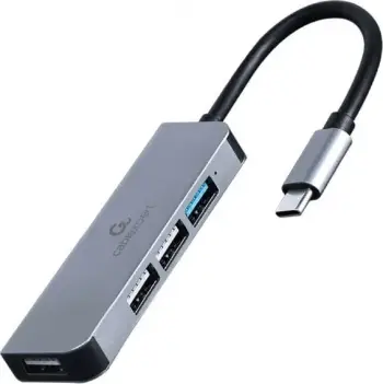 USB Hub Gembird USB-C me 3 porte USB, i argjendtë