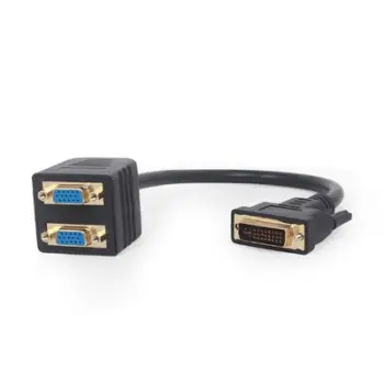 Kabllo adapter Gembird A-DVI-2VGA-01, DVI-I mashkull në 2x VGA femër, 30 cm, e zezë