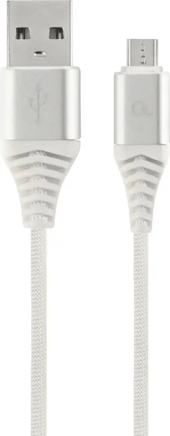 Kabllo Gembird CABLEXPERT, USB-A në Micro USB, M / M, PREMIUM QUALITY, e thurur, 1m, e bardhë / argjendtë