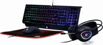 Set tastierë Gaming, kufje, maus, mauspad Gembird, GGS-UMGL4-01, EN, të zeza